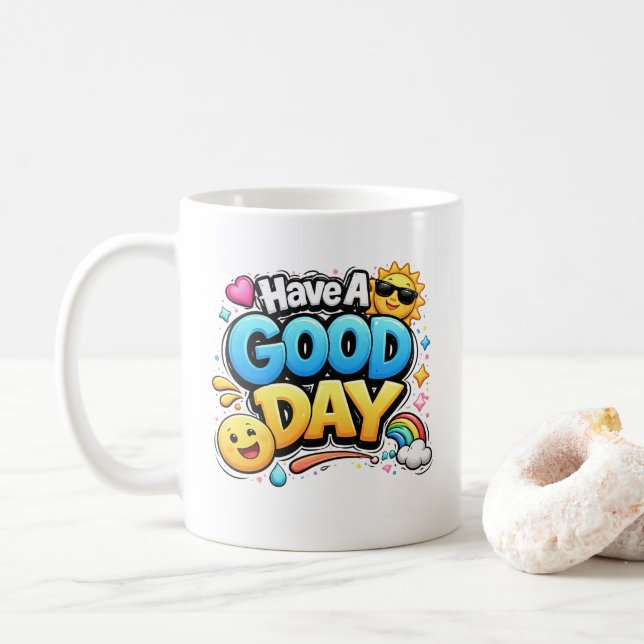Caneca de café com citação positiva fofa (Com Donut)
