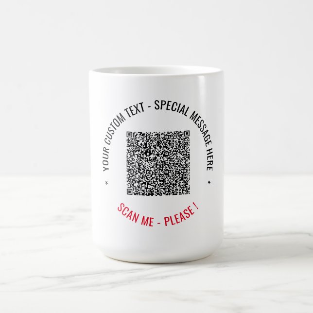 Caneca de Café com Código QR e Texto Personalizado (Centro)