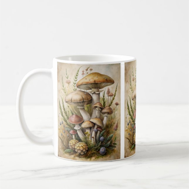 Caneca de Café com Cogumelos Florestais (Esquerda)
