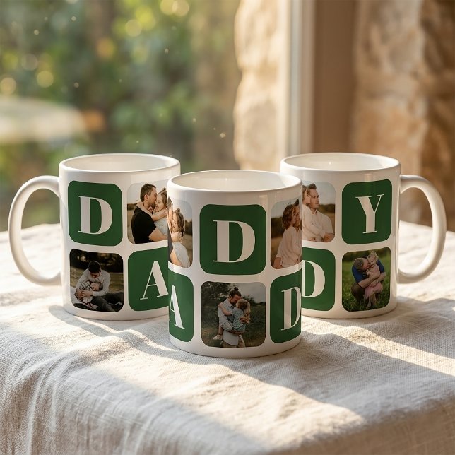 Caneca de Café com Colagem de Fotos do Papai Moder (Criador carregado)