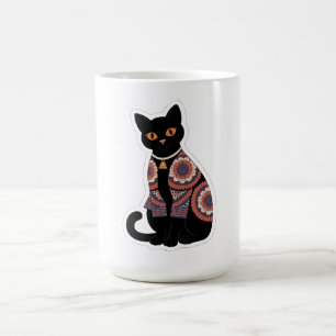 Caneca de Café com Colar de Sino de Gato Preto Man