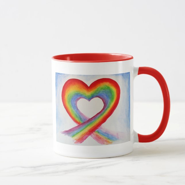 CANECA DE CAFÉ COM CORAÇÃO ARCO-ÍRIS (Direita)