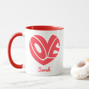 Caneca de café com coração de amor fofo