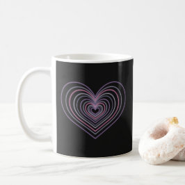 Caneca de Café com Coração de Neon Roxo