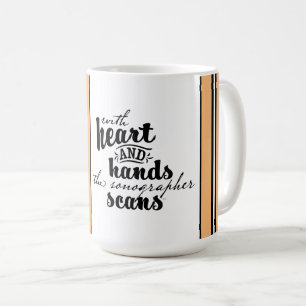 Caneca De Café Com Coração e Mãos, o Sonógrafo faz varredura