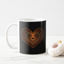 Caneca de Café com Coração Neon Laranja