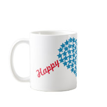 caneca de café com corações de 4 de julho