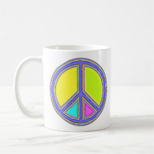 Caneca De Café Com Cores Preenchidas Sinal de PAZ 1