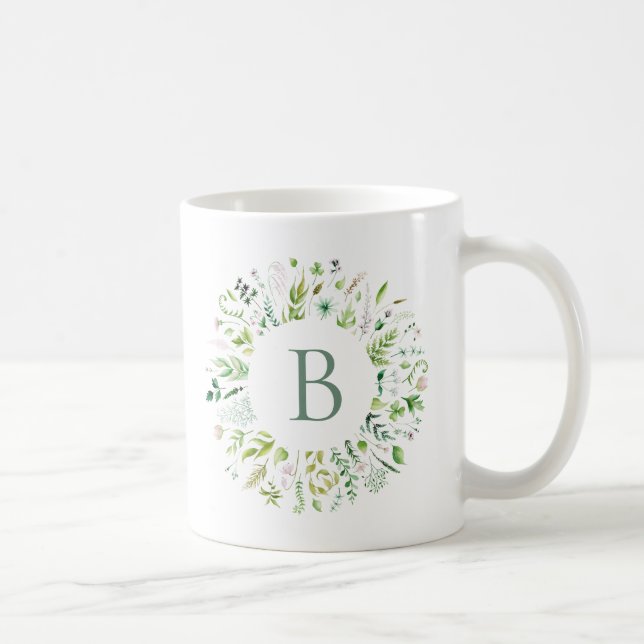 Caneca de café com coroa de folhas verdes (Direita)