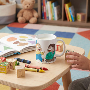 Caneca de Café com Crianças Perseguindo
