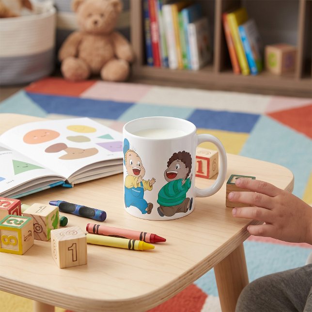 Caneca de Café com Crianças Perseguindo (Criador carregado)