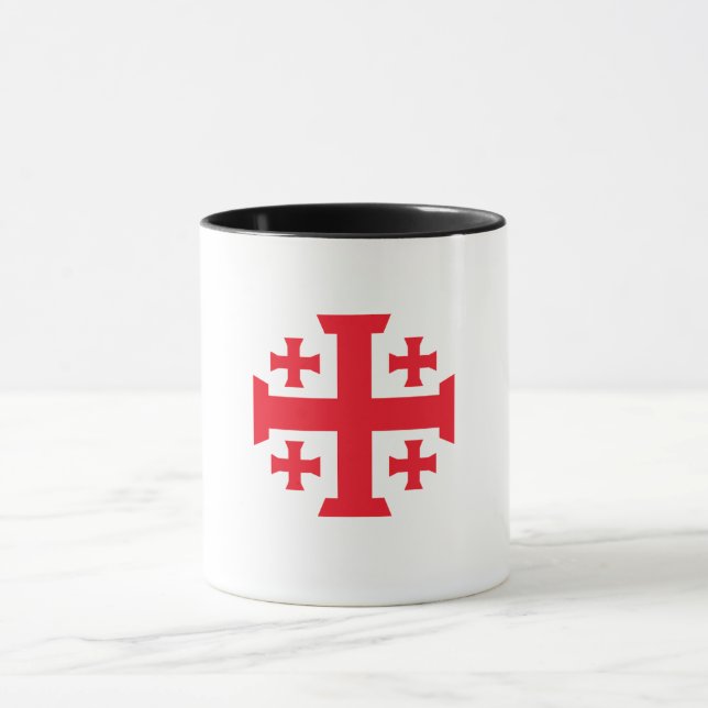 Caneca de café com cruz de Jerusalém dos cruzados  (Centro)