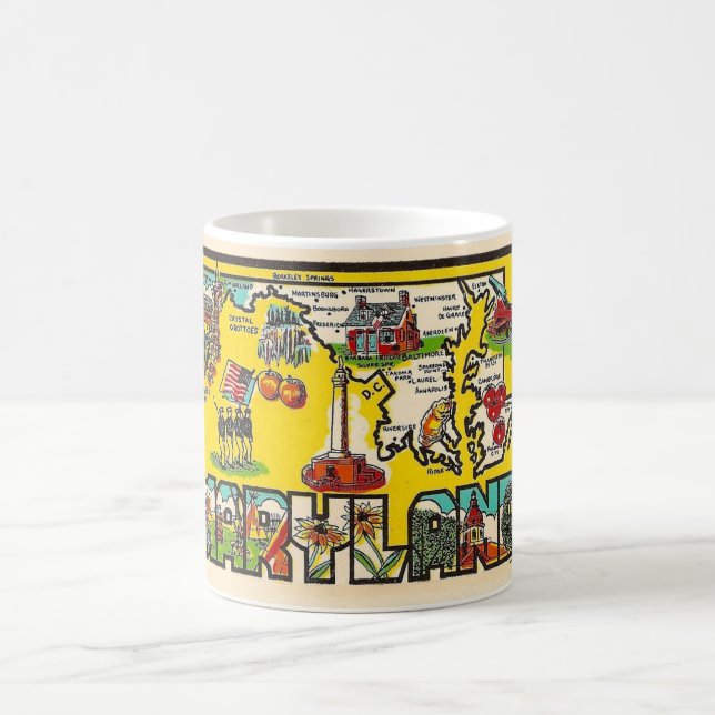 Caneca de café com decalque vintage de Maryland (Centro)