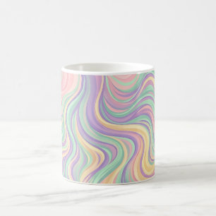 Caneca de Café com Delta de Rio Abstrato em Pastel