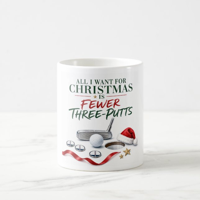 Caneca de café com desejos de Natal de golfe com b (Centro)
