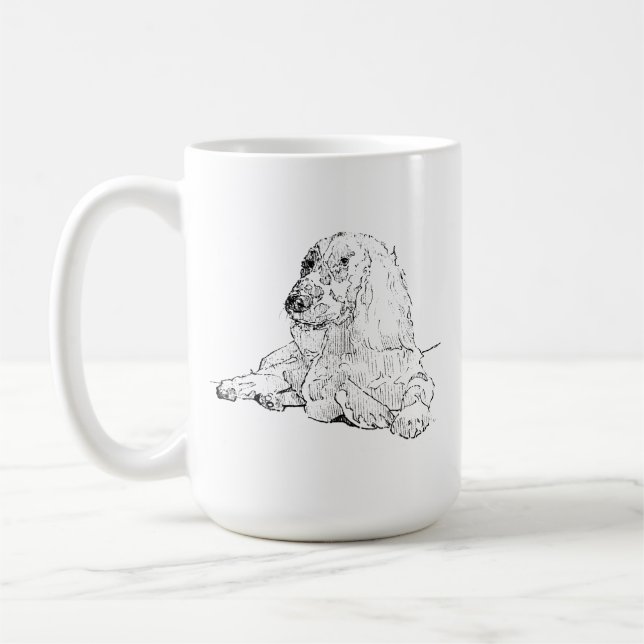 Caneca de Café com Desenho a Linha de Cocker Spani (Esquerda)