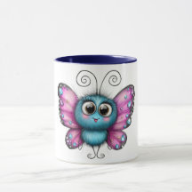 Caneca de café com desenho de borboleta adorável