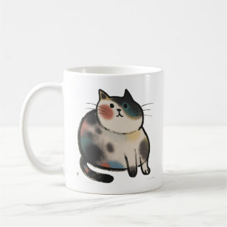Caneca de Café com Desenho de Gato Calico Fofo e G