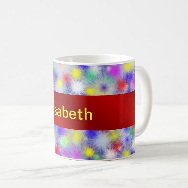 caneca de café com design colorido abstrato (Frente Esquerda)