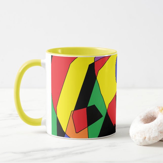 Caneca de Café com Design de Cores de Arte (Com Donut)