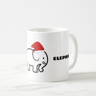 Caneca de Café com Design de Elefante Branco
