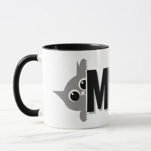 Caneca de Café com Design de Gato Cinza Miando