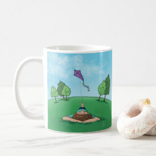 Caneca de café com design de pipa voando