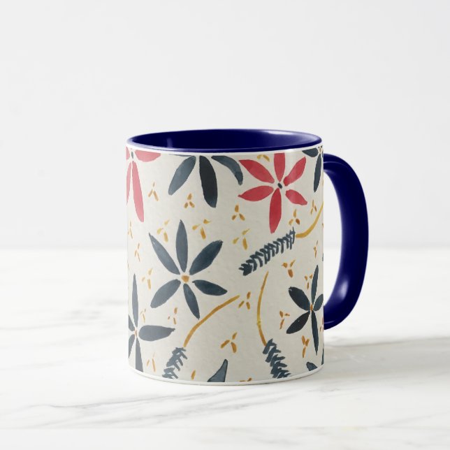 Caneca de café com design floral (Frente Esquerda)