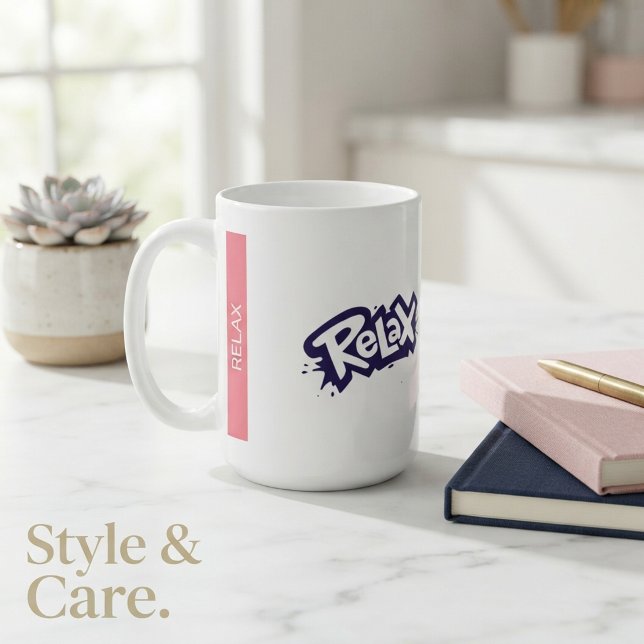 Caneca de Café com Design Gráfico de Texto Relax p (Relax Text Graphic Design Coffee Mug for Daily Use)