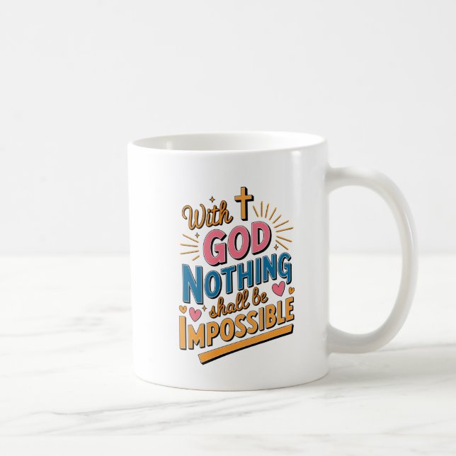 Caneca De Café Com Deus, Nada Será Impossível." (Direita)
