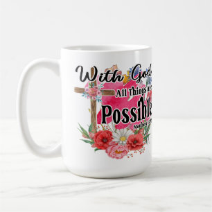 Caneca De Café Com Deus Todas as Coisas São Possíveis Bíblia Cris