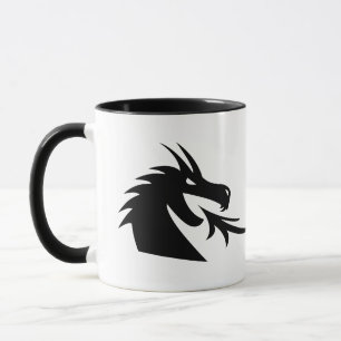 Caneca de café com duas criaturas de cabeça de dra
