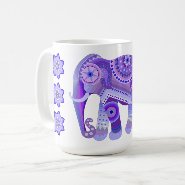 CANECA DE CAFÉ COM ELEFANTE AZUL RESFRIADO & FLORE (Frente Esquerda)