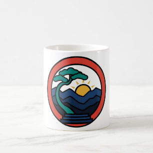 Caneca de Café com Emblema Retro das Montanhas do