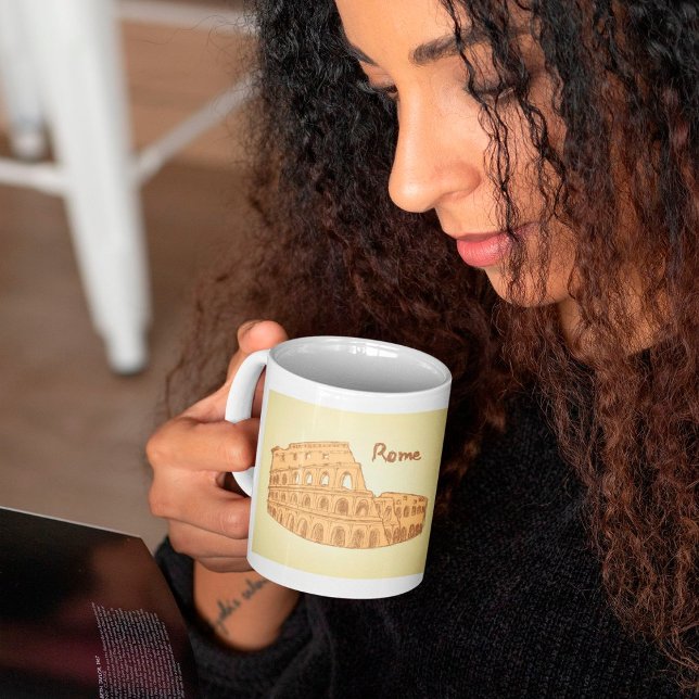 Caneca de Café com Esboço do Coliseu de Roma (Criador carregado)