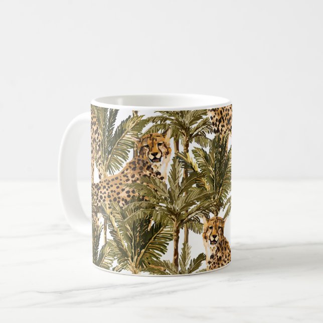 Caneca de Café com Estampa de Guepardo (Frente Esquerda)