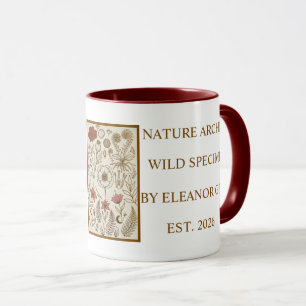 Caneca de Café com Estética Botânica Vermelha da D