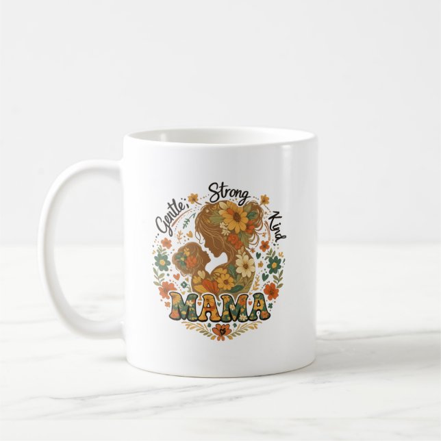 Caneca de Café com Estética Retro Floral Mama - Vi (Esquerda)
