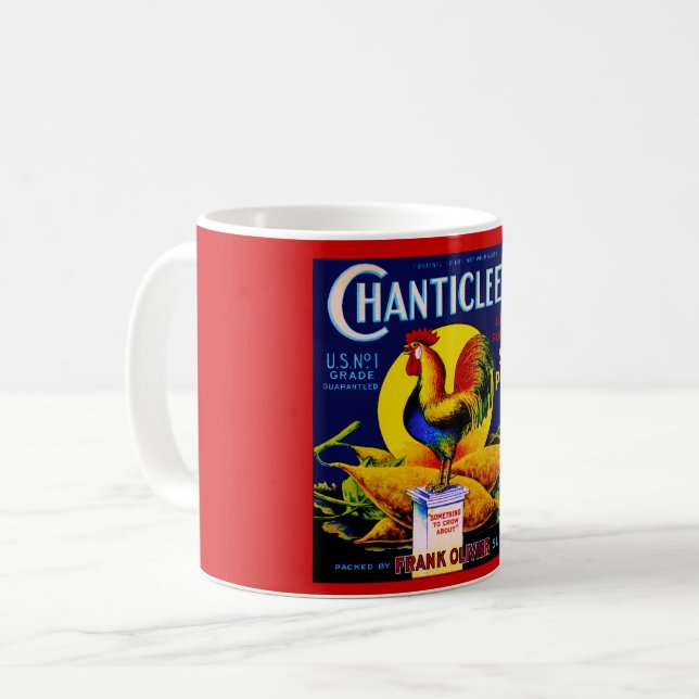 Caneca de café com etiqueta de galo Chanticleer (Frente Esquerda)