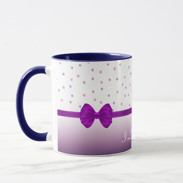 Caneca de Café com Fita Roxa de Bolinhas Rojxas (Esquerda)