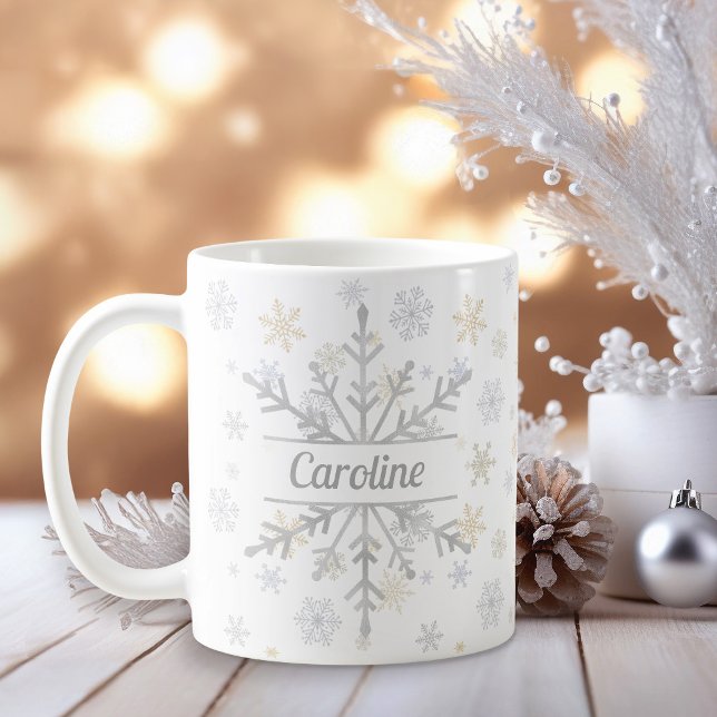 Caneca de Café com Flocos de Neve Personalizados e (Criador carregado)