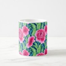 Caneca de Café com Floral em Aquarela