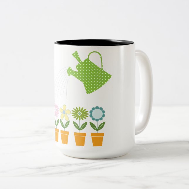 Caneca de café com flores (Frente Esquerda)