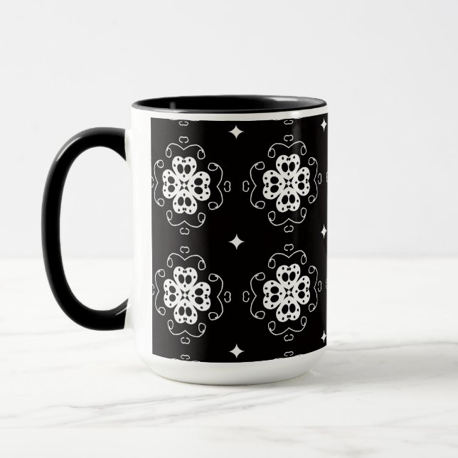 caneca de café com flores abstratas modernas (Esquerda)