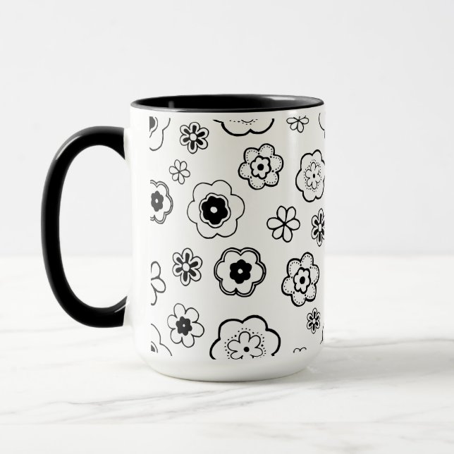 caneca de café com flores de desenho animado (Esquerda)