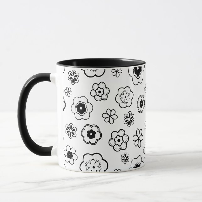 caneca de café com flores de desenho animado (Esquerda)