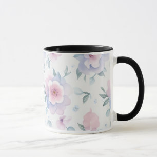 caneca de café com flores em aquarela