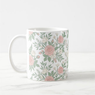 Caneca de Café com Flores Pastel Minimalistas