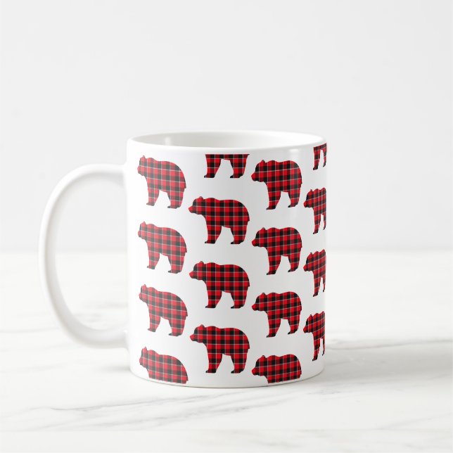 Caneca de Café com Forma de Urso Xadrez Vermelho P (Esquerda)