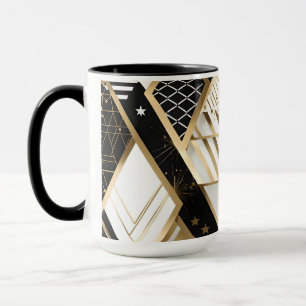 caneca de café com formas geométricas de natal